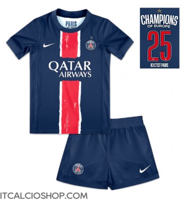 Paris Saint-Germain Prima Maglia Bambino 2024-25 UCL Champions Manica Corta (+ Pantaloni corti)